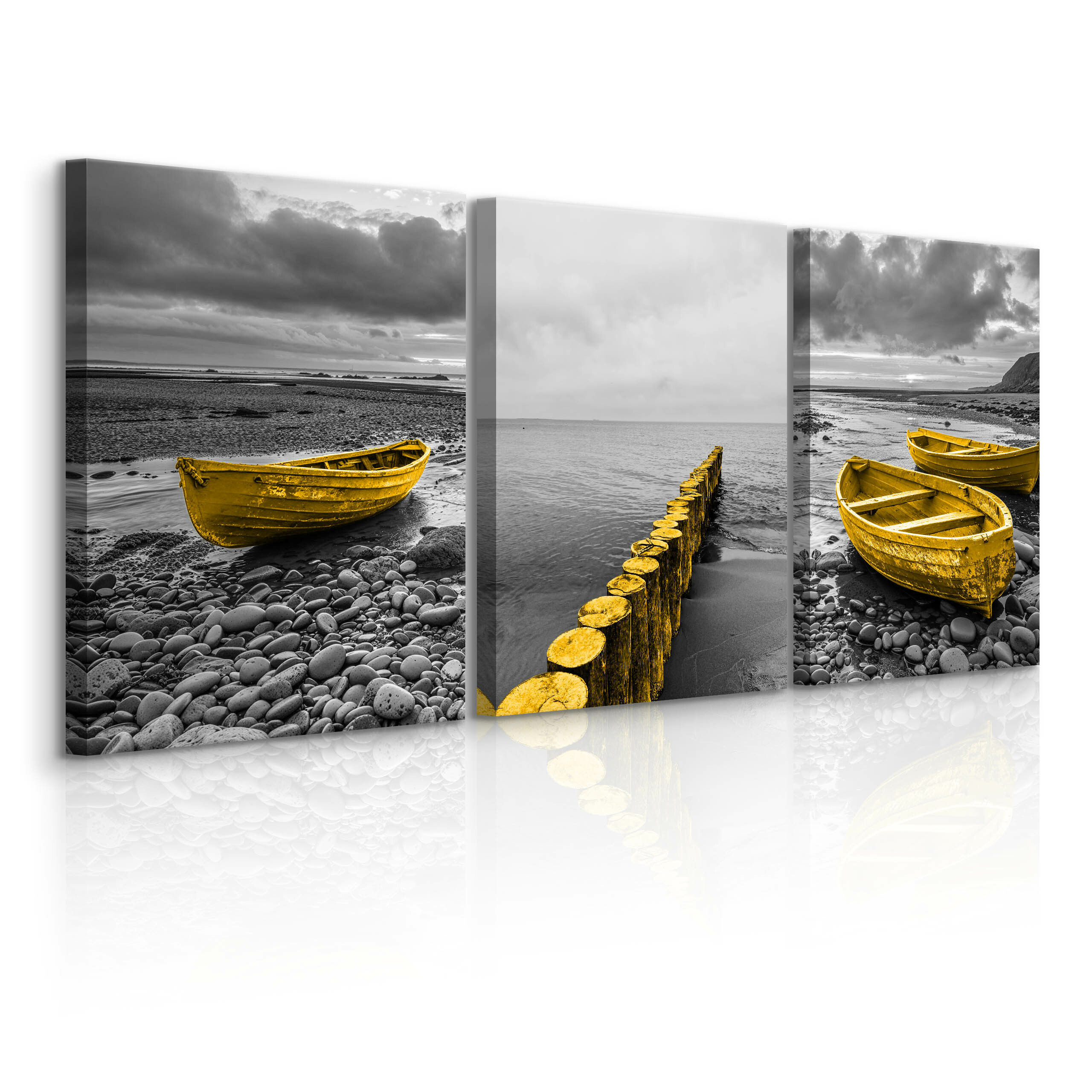 3x Obraz Set Morze Plaża Łódki Nadmorski Krajobraz Natura 30x40cm
