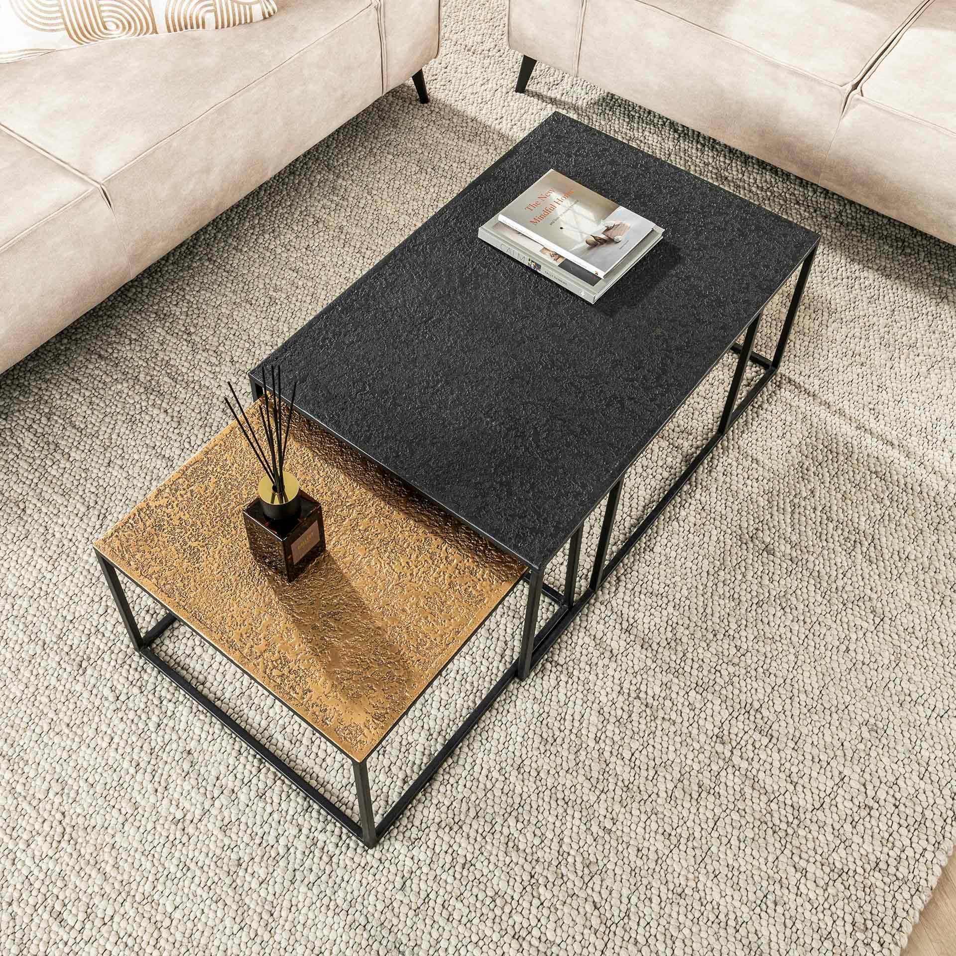 Table gigogne noir et or NOVA (lot de 2 pièces)