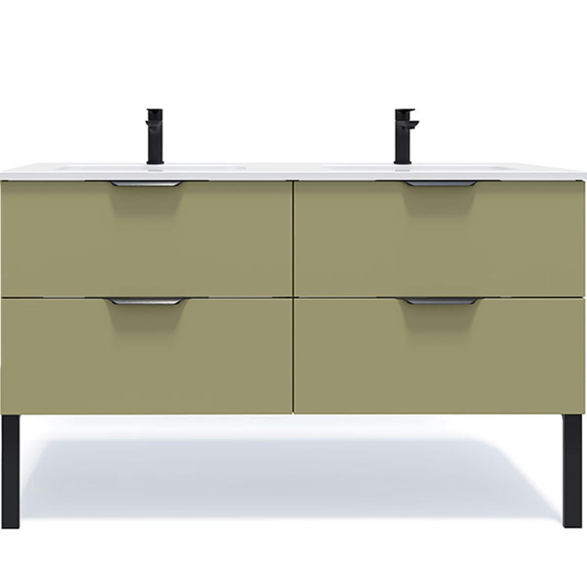 SOHO - Meuble salle de bain double vasque 140cm 4 tiroirs Vert
