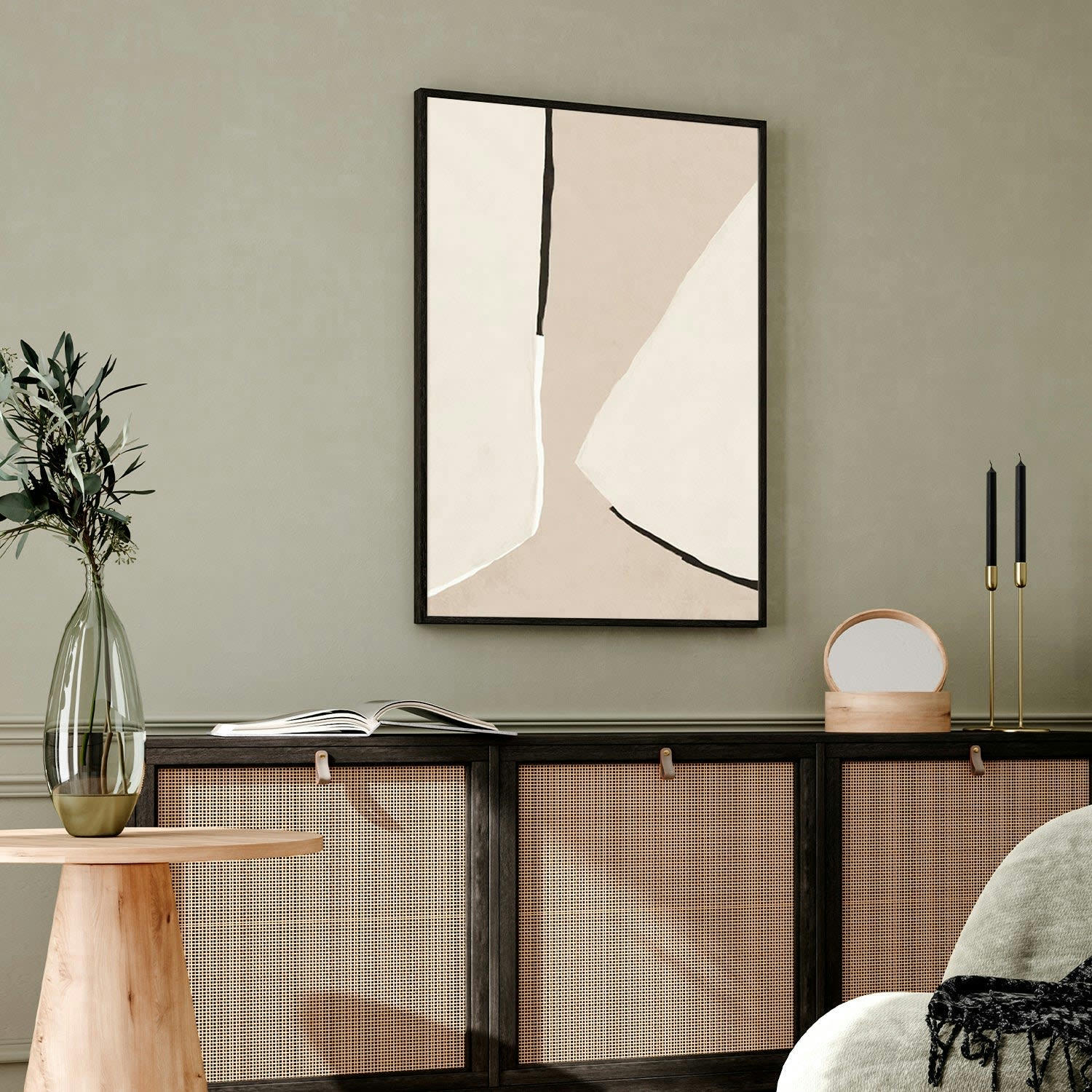 MINIMALISMO - Affiche avec cadre noir -  géométrie abstraite - 30x40
