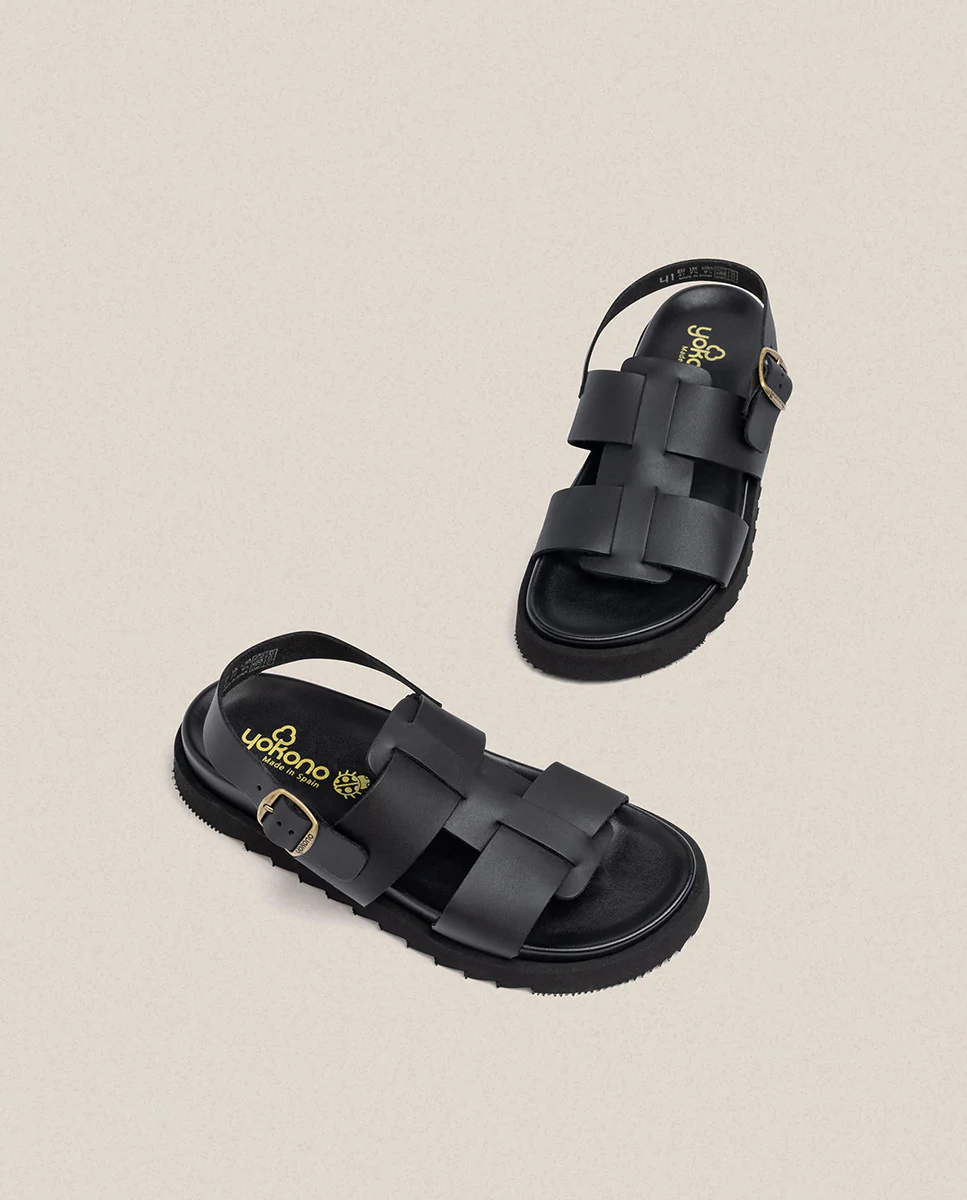 Sandalia plana Man 002 negro