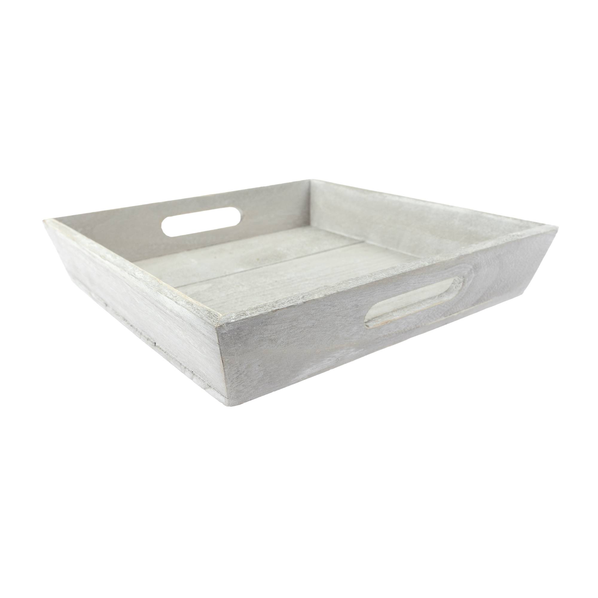 White Wash Wooden Tray 26cm x 26cm x 5cm