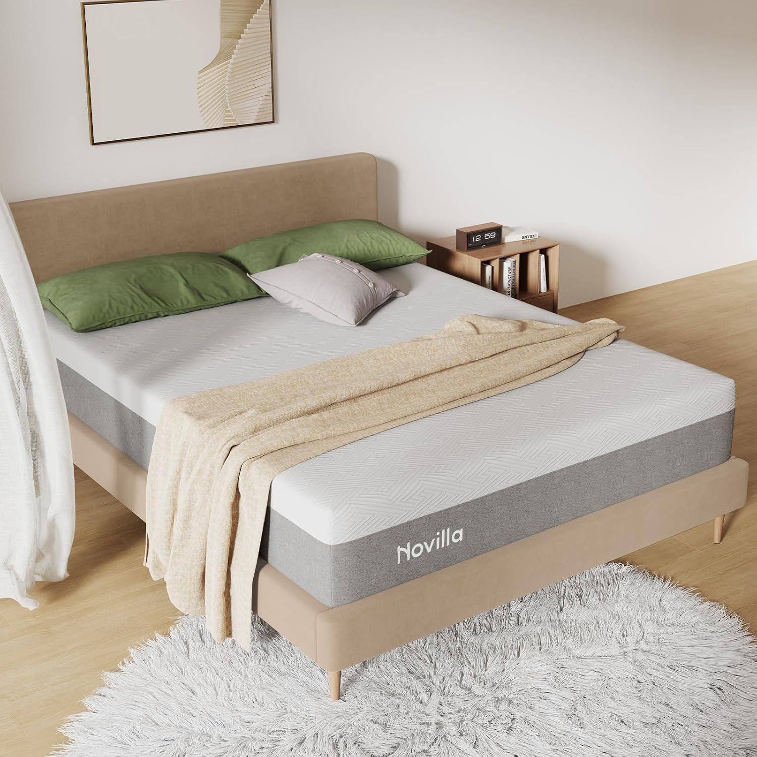Novilla Queen Size Mattress, 12 inch Gel Memory Foam Mattress for a Cool Night Sleep & Pressure Relief, Medium Firm Feel with Motion Isolating, Bliss