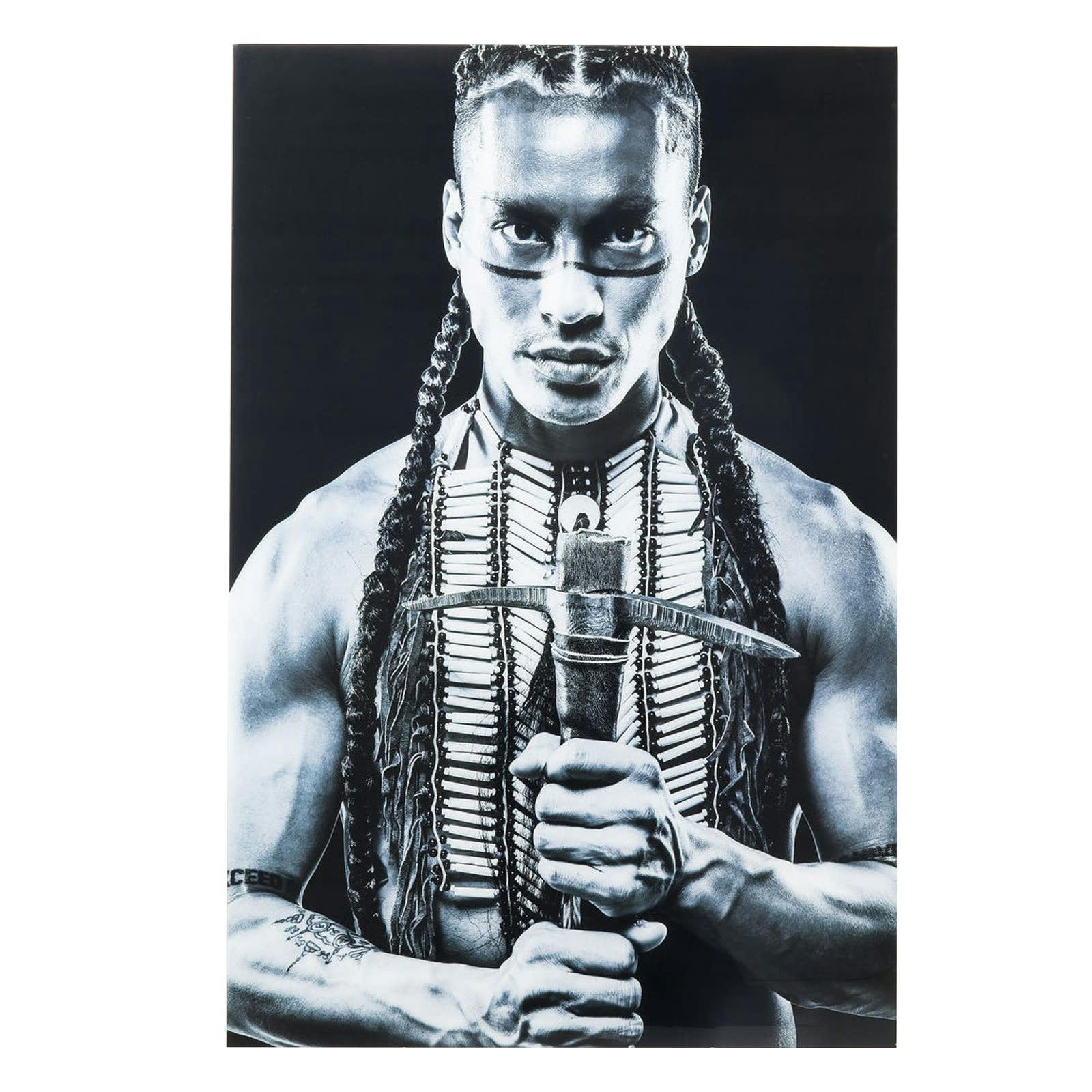 - Tableau guerrier tribal en verre 100x150