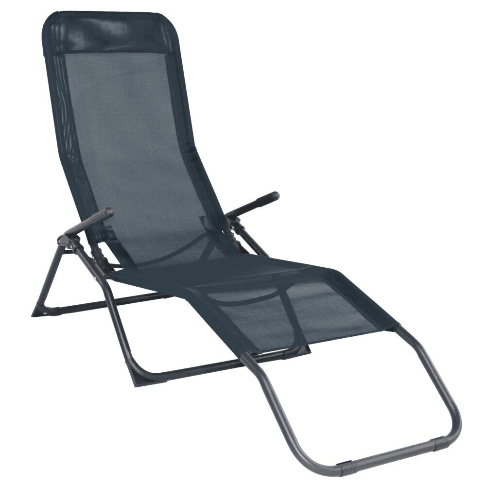 Transat acier et textilène Playa gris anthracite 139x60xH99cm