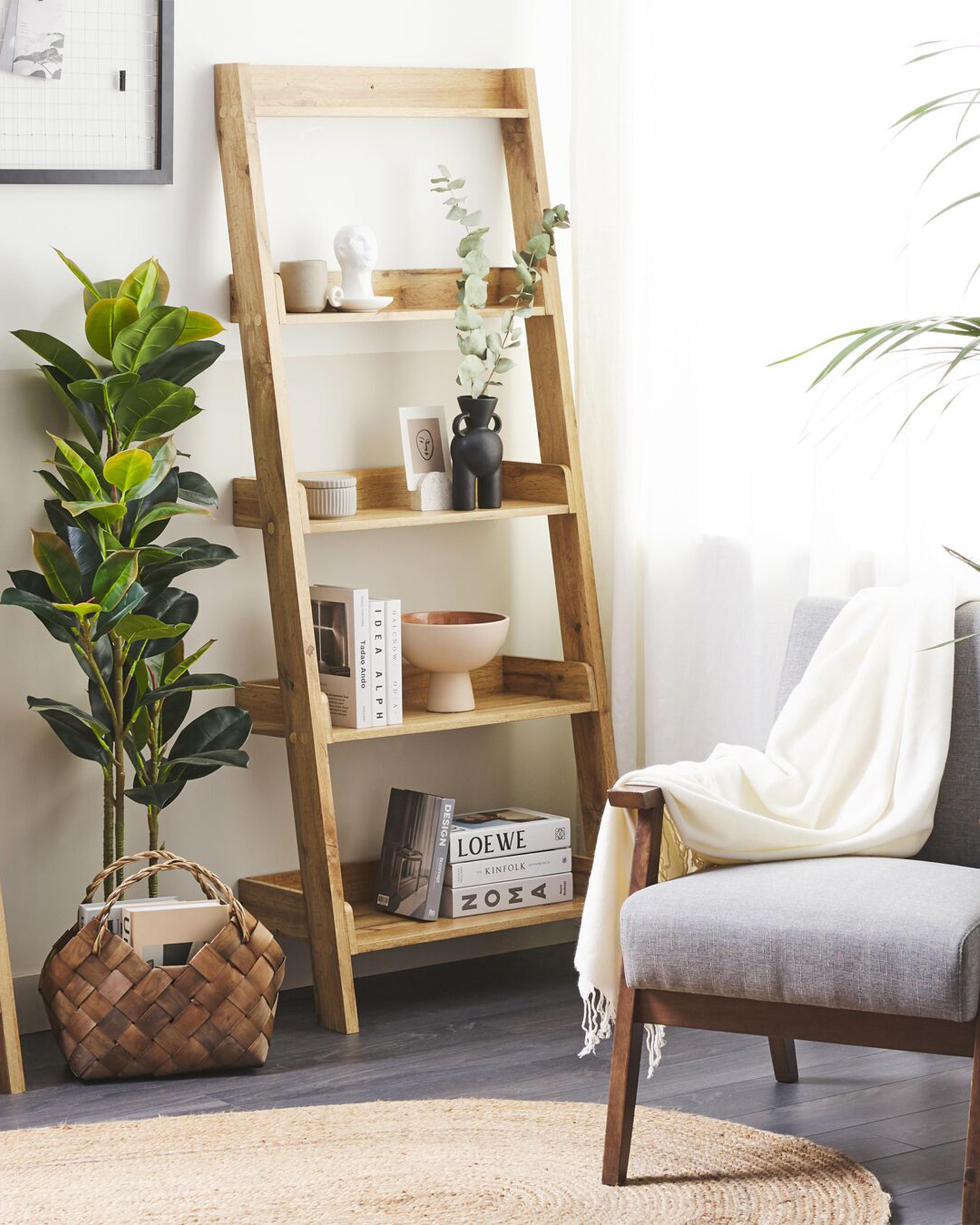 5 Tier Shelving Unit MOBILE TRIO 167 cm Light Brown