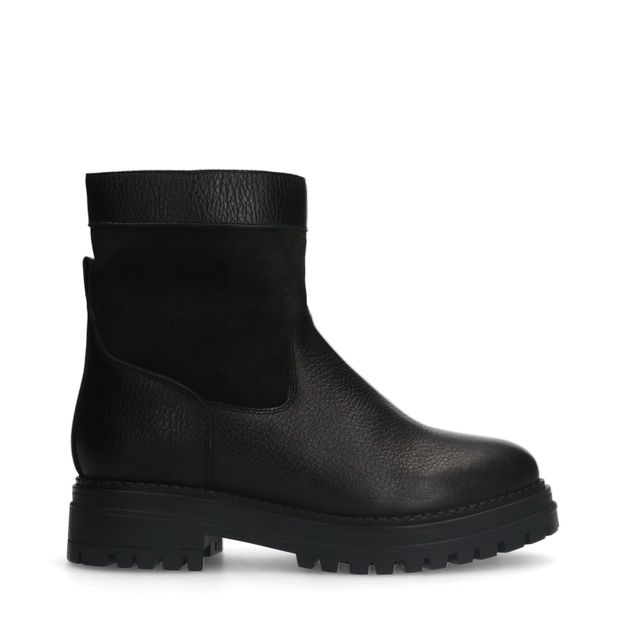 Zwarte leren chelsea boots met imitatiebont