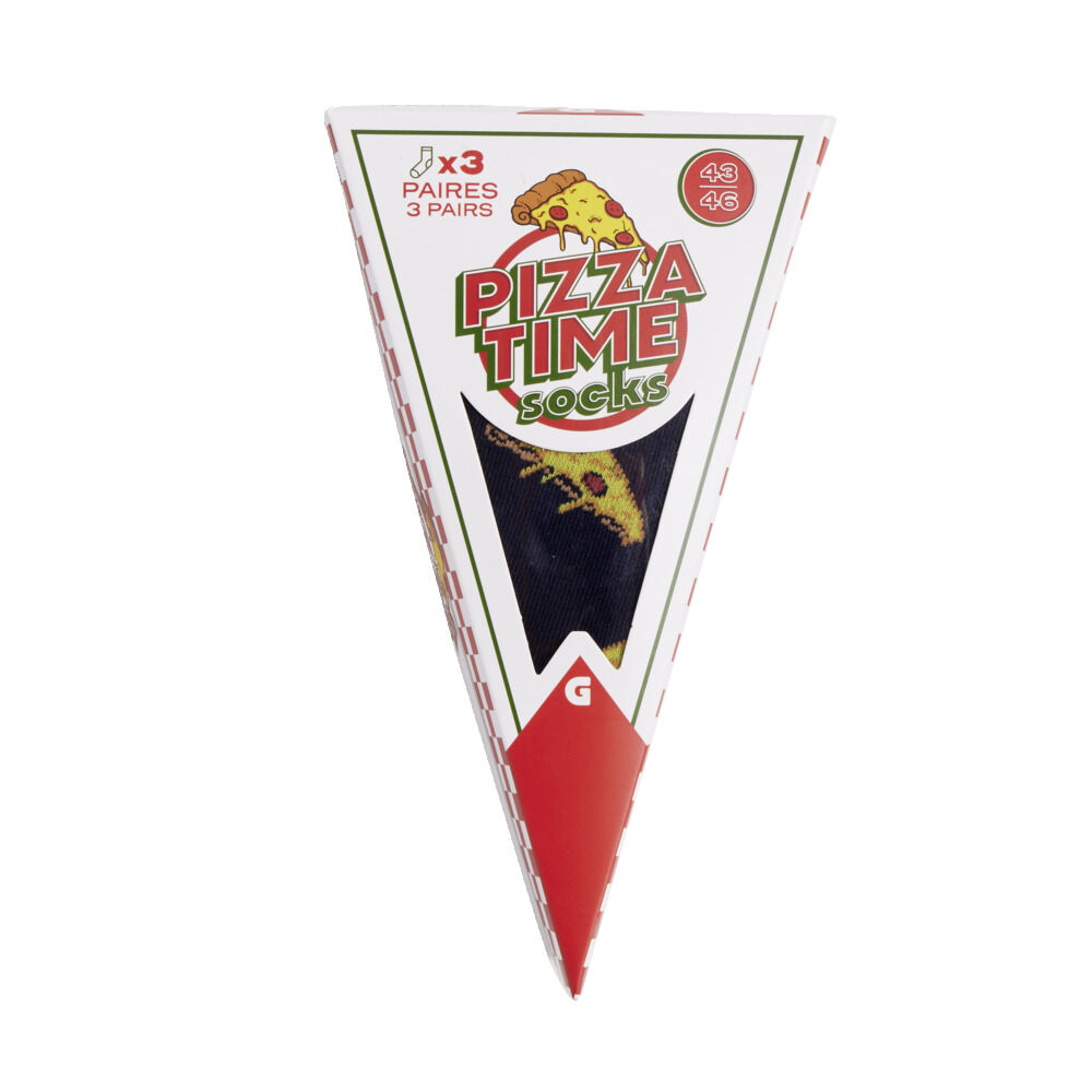 Lot de 3 paires de chaussettes mixtes design pizza 39/42