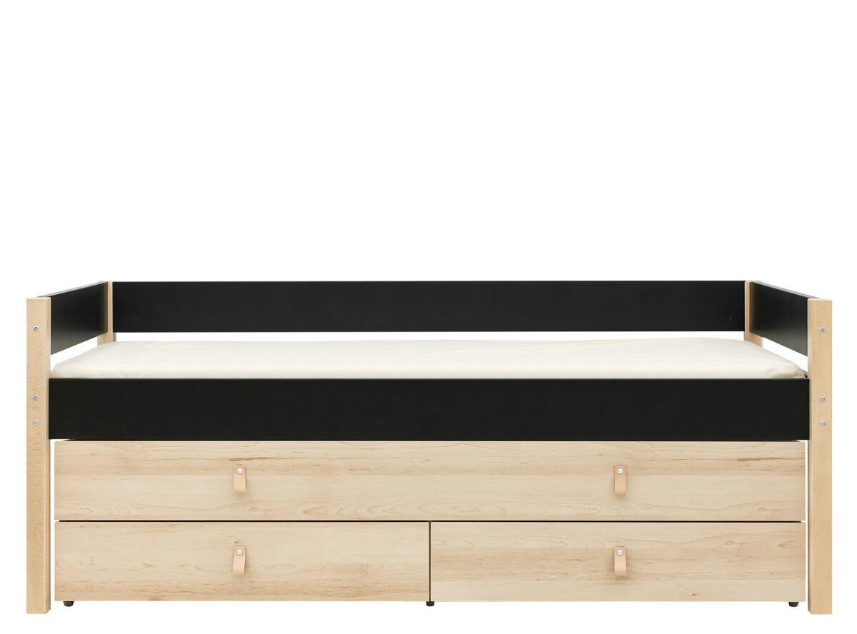 LUCAS - Lit compact 90x200 avec unité de couchage et de rangement en MDF et hê