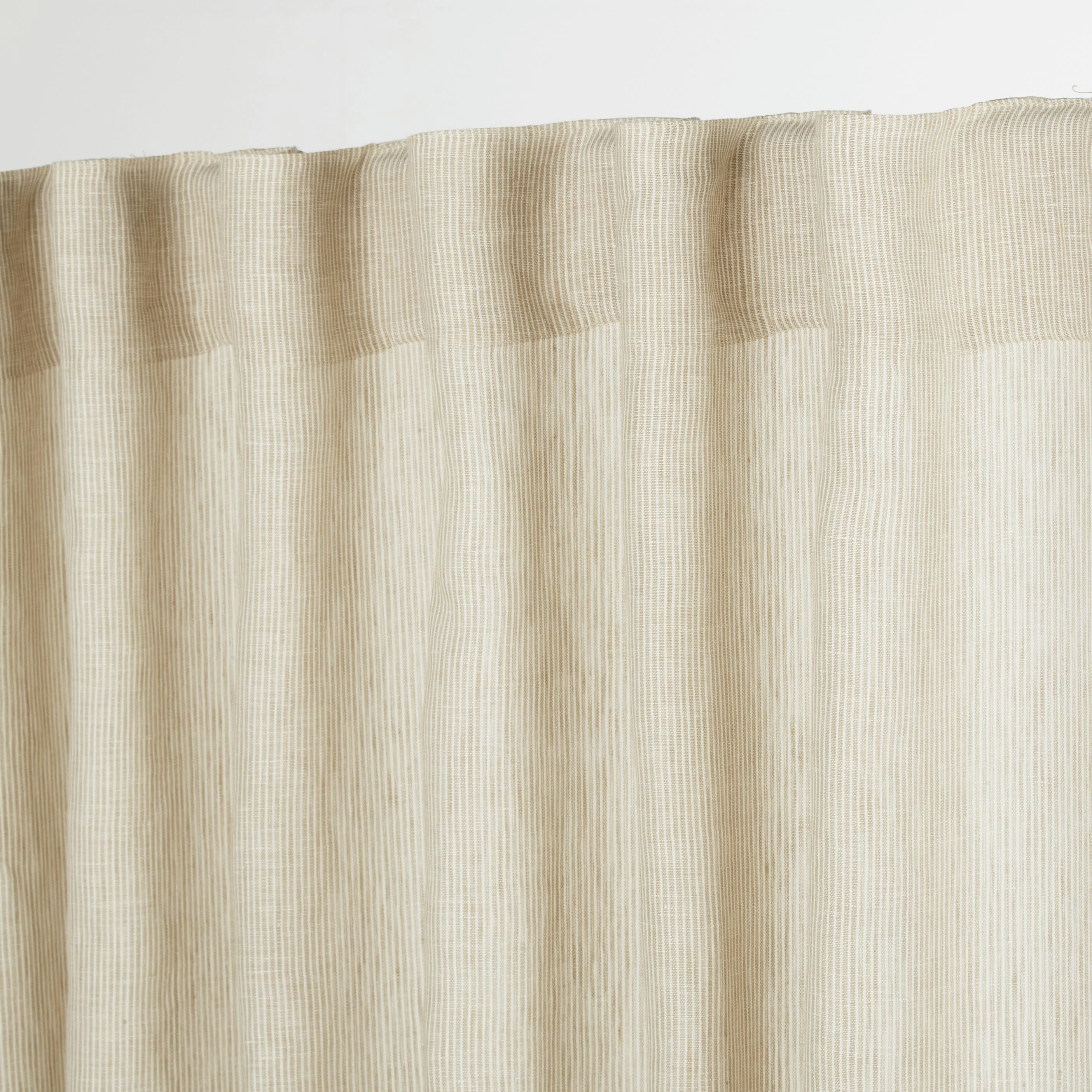 - Rideau à pattes en lin lavé tissé à rayures beige à l'unité 130x300