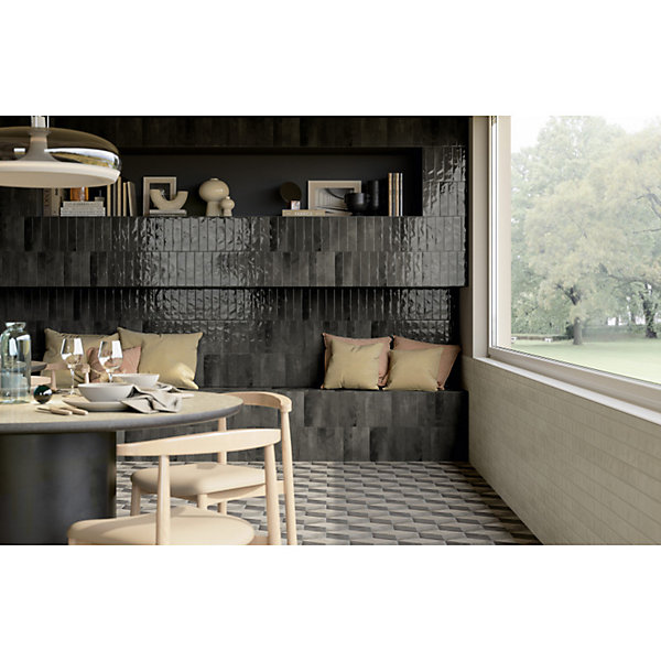 Carrelage sol / mur faience effet zellige noir - Miniature SODA Nero Magma J382
