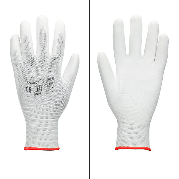 1 Paire de Gants de travail en PU, taille 7-S, couleur blanc, gants de mécanicien en nylon gants de jardin