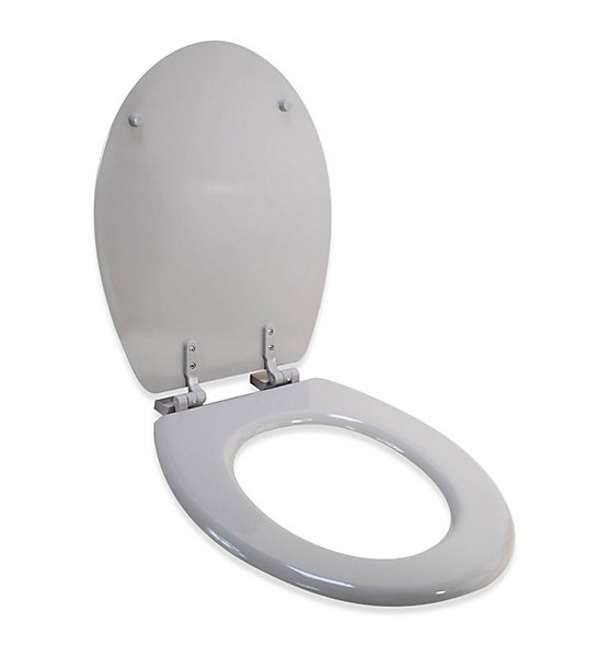 Abattant wc en bois compresse HDF uni taupe Charnieres plastique Siege de toilette universel