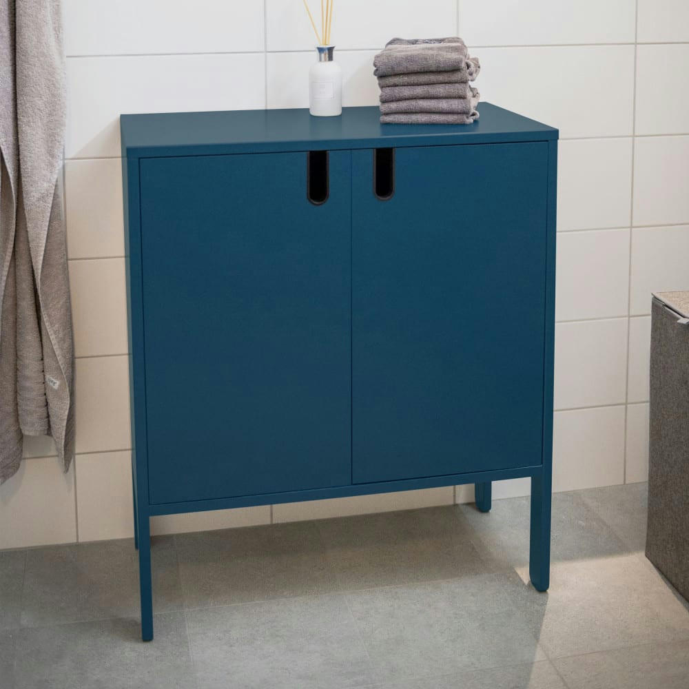 UNO - Petit buffet en bois 2 portes L80cm bleu canard