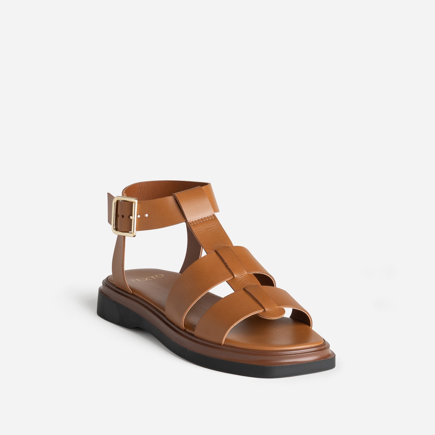 Sandale spartiate TEXTO cognac cuir