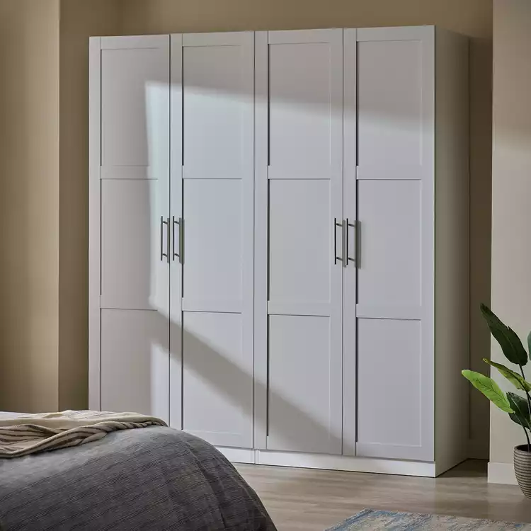 Habitat Munich Panelled 4 Door Wardrobe - Grey