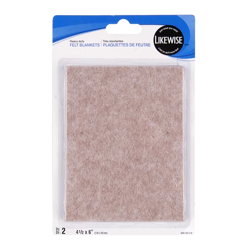 Heavy Duty Rectangular FELTAC Felt Blanket, Ultra-Strength Adhesive, 4-1/2 x 6-in, Beige, 2-pc