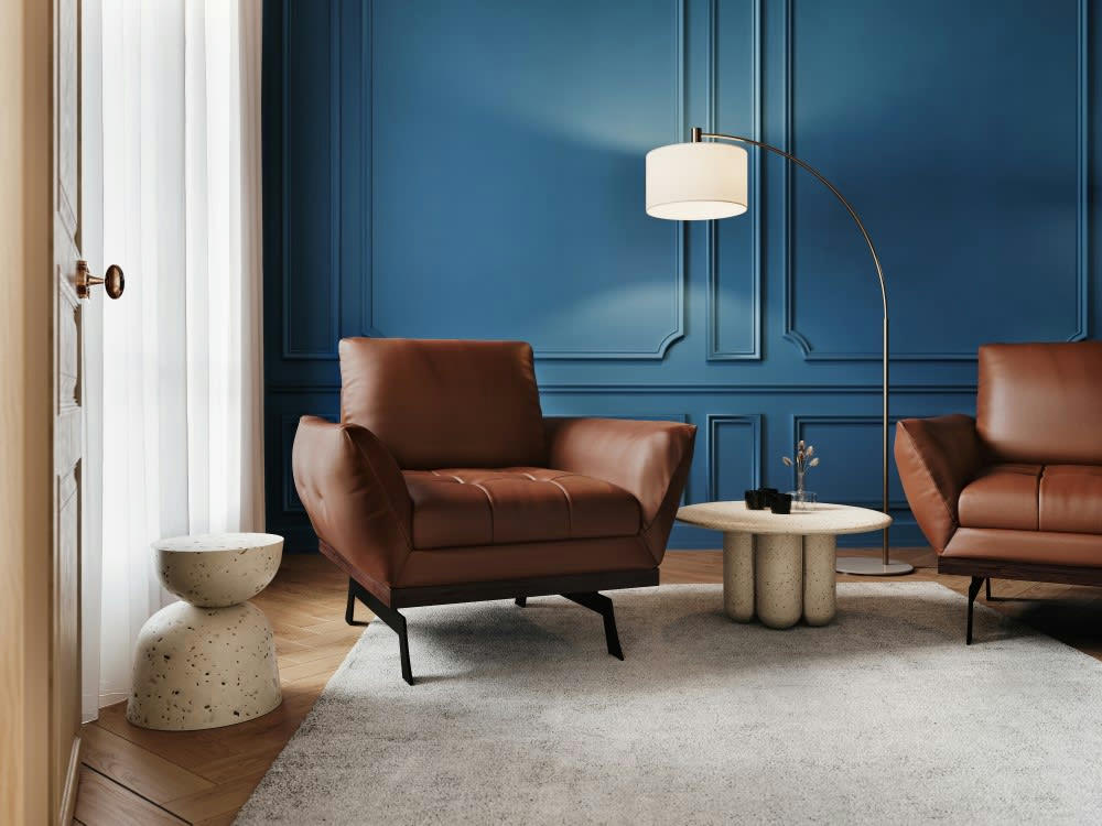 OLIVIER - Fauteuil 1 place en cuir marron