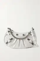 Balenciaga Le Cagole mini studded croc-effect leather shoulder bag white