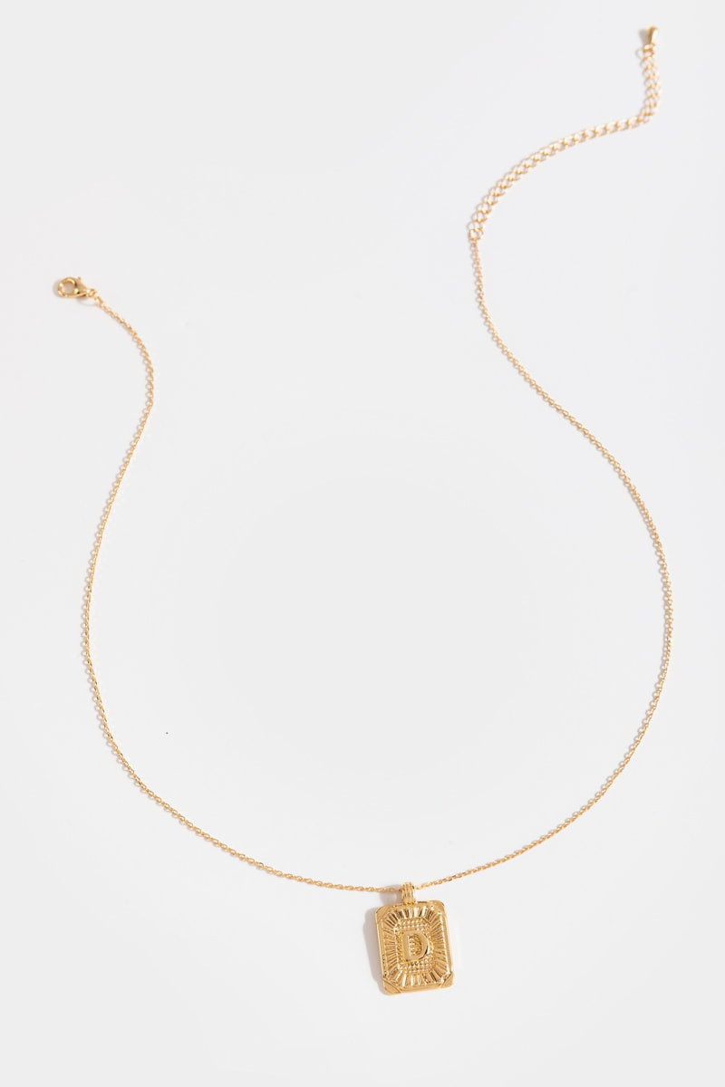 Initial ID Tag Pendant Necklace
