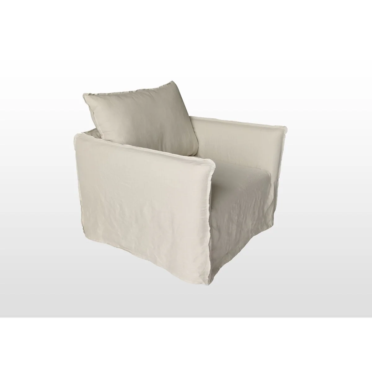 Naples Slipcovered Swivel Sofa Chair, 38 Inch Long, Light Beige Linen