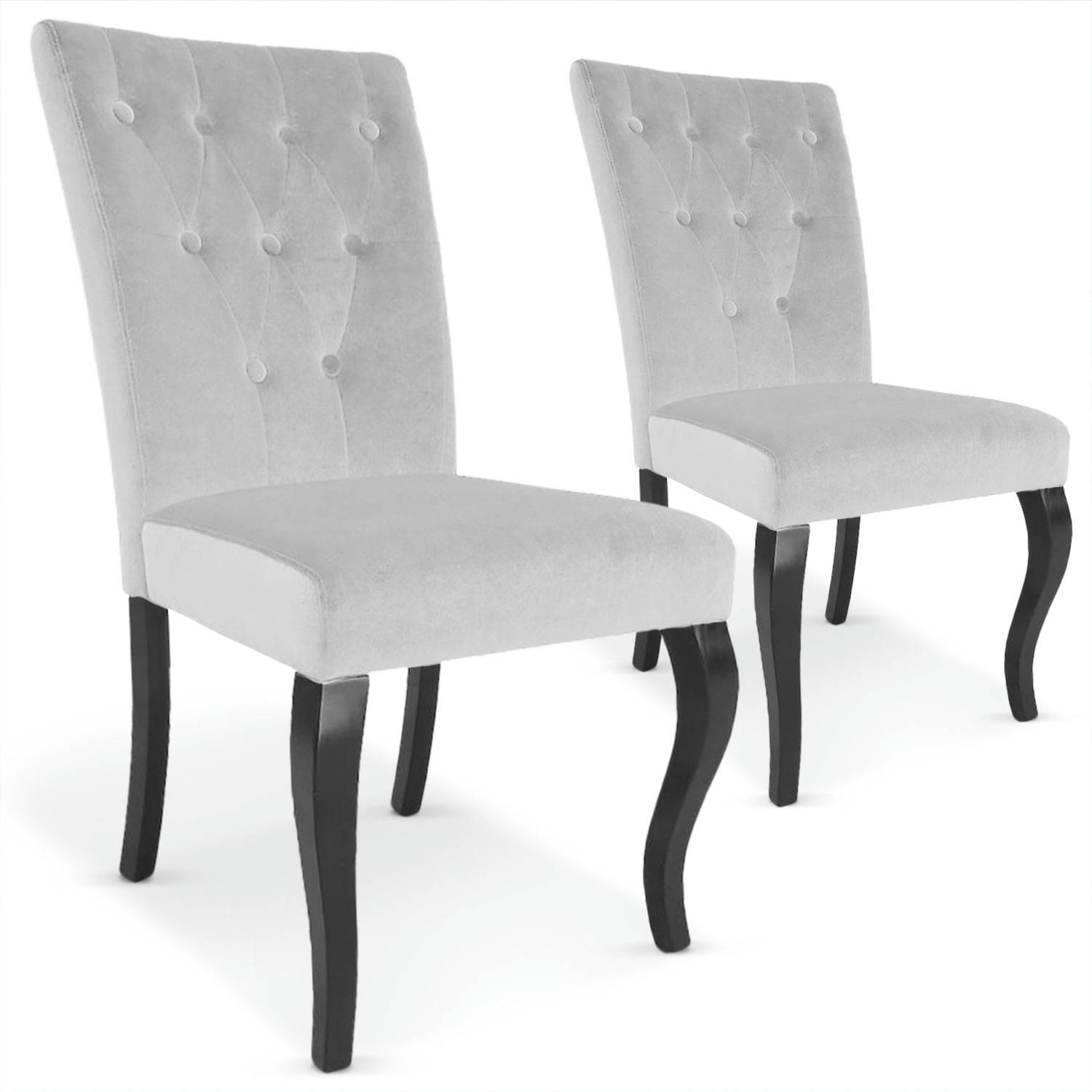 BEATA - Lot de 2 chaises velours argent