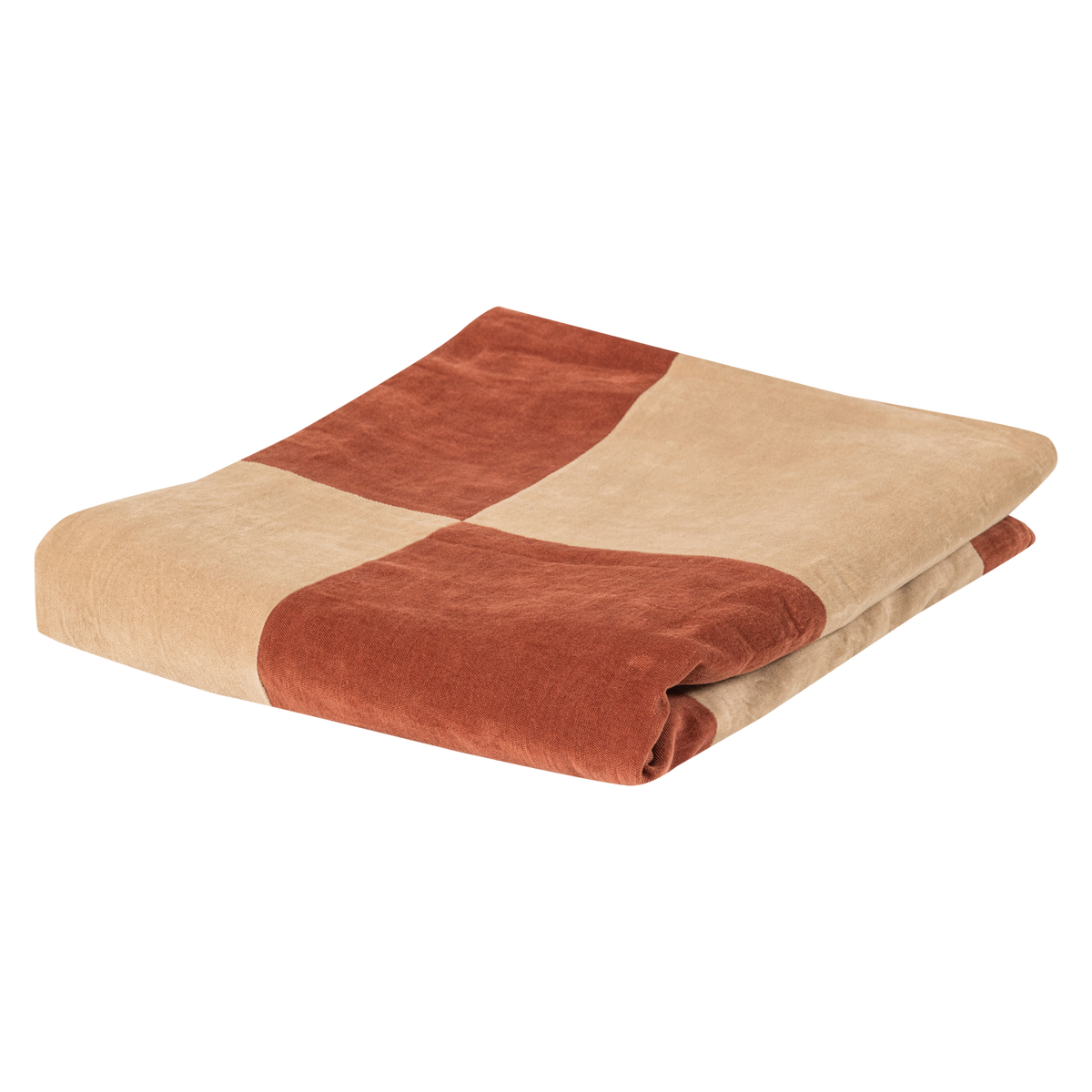 WOOOD kleed Zena - Velvet - Roestbruin/Beige - 1x170x130