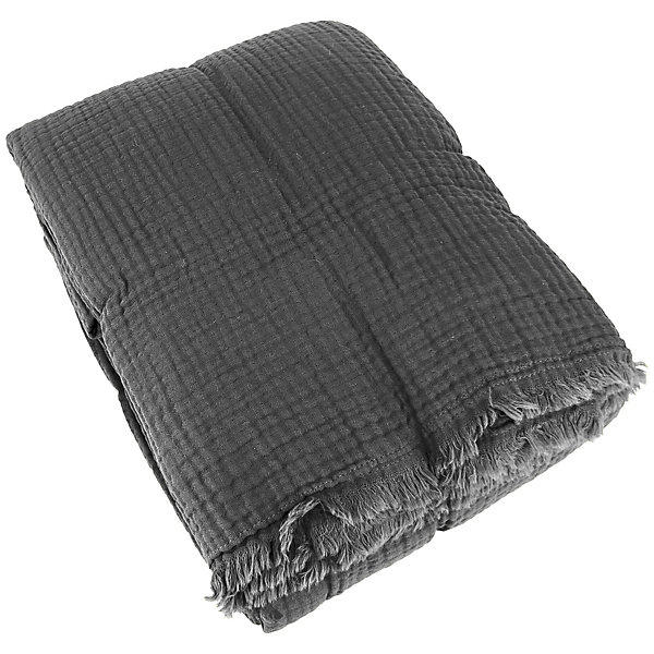 Couvre-lit 260x240 cm coton collection PAROS noir caviar