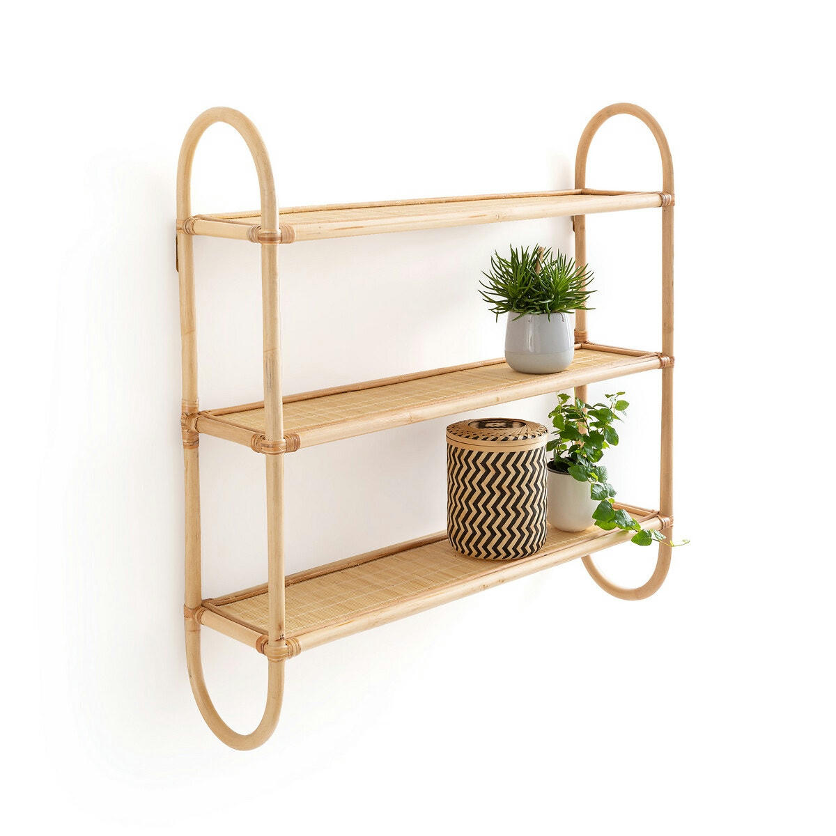 Etagère murale triple en rotin L60 cm, Malu
