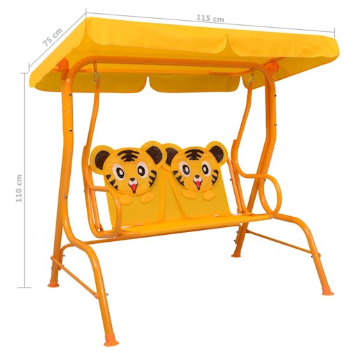 NNEVL Kids Swing Bench Yellow 115x75x110 cm Fabric