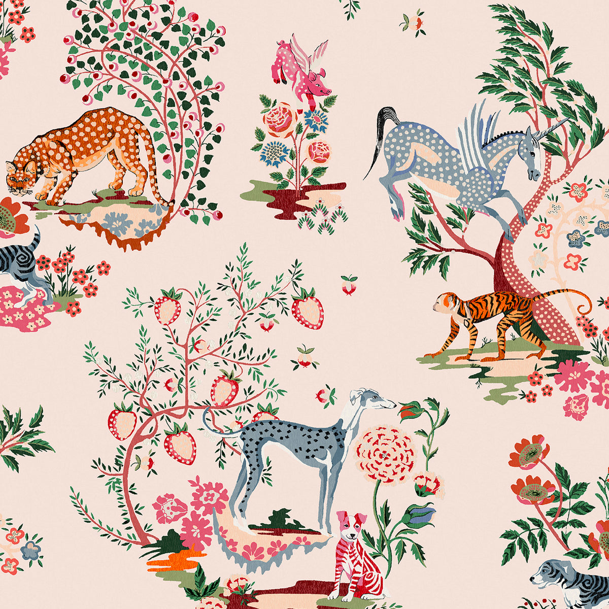 Cath Kidston Vliesbehang - Painted Kingdom Pink