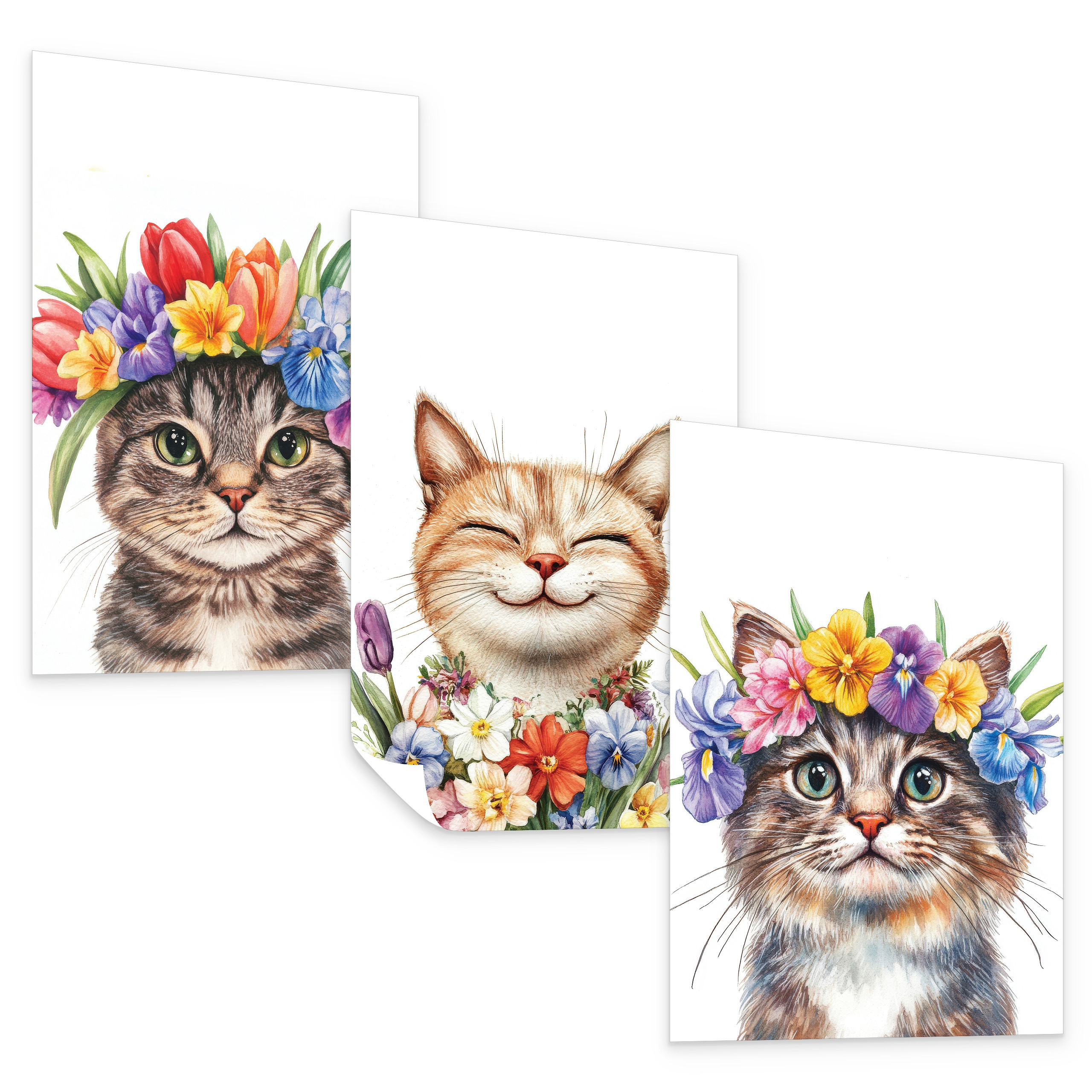 Plakaty Misie z kwiatami SET 3x A4