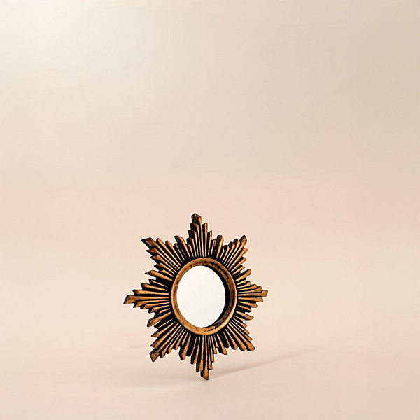 Miroir soleil en résine doré 13cm