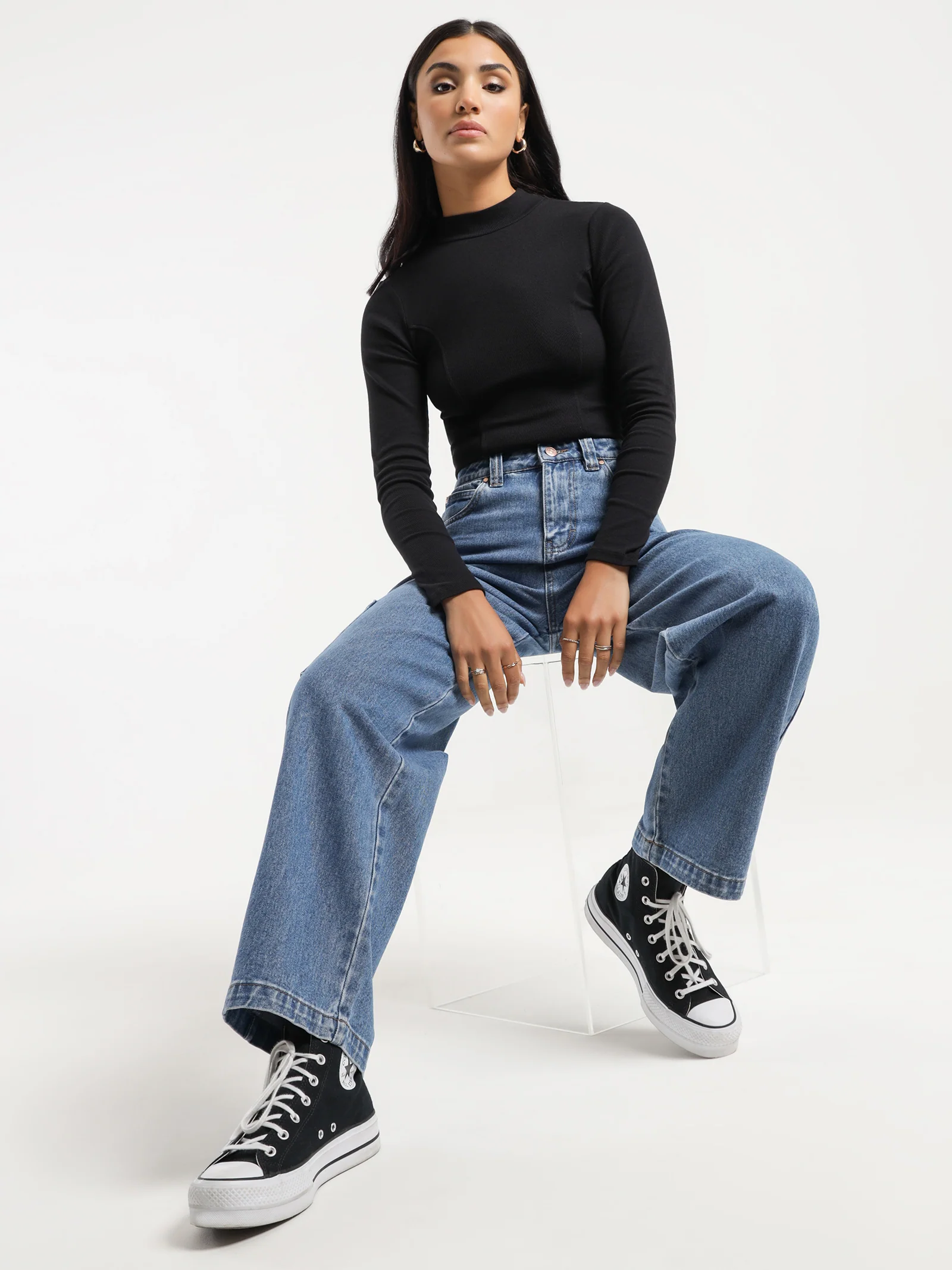 Emma High Neck Long Sleeve Top
