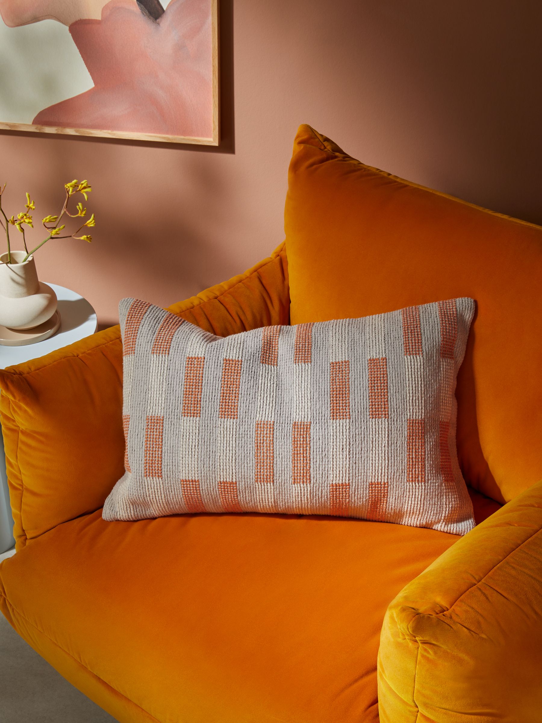 Blake Woven Stripe Cushion in Orange