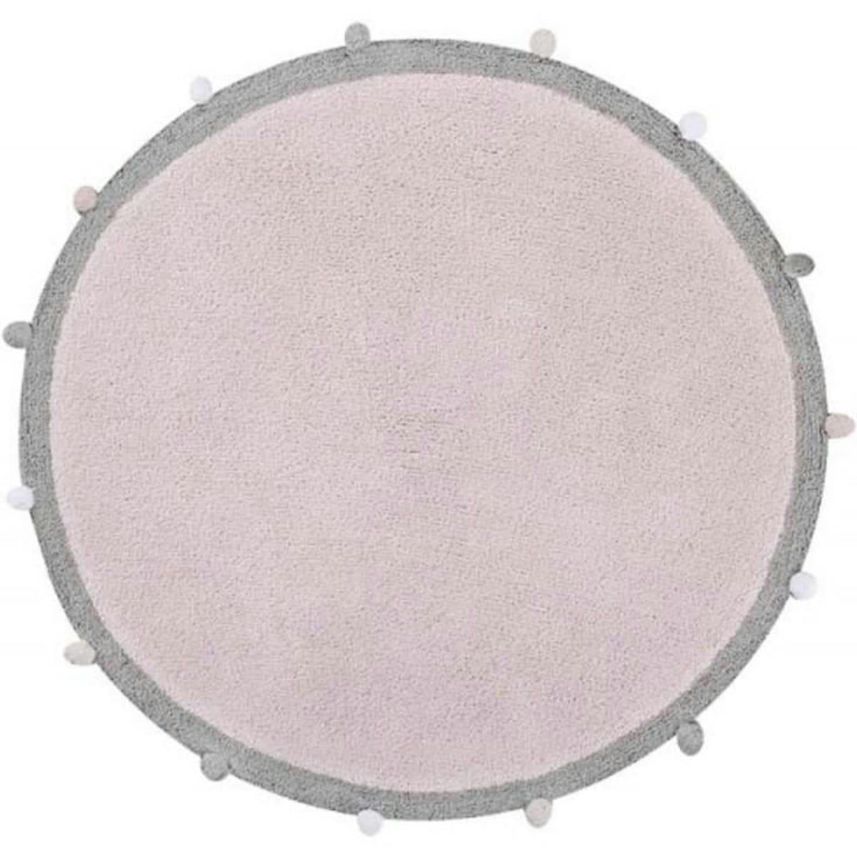 BUBBLE - Tapis coton rond rose clair D120