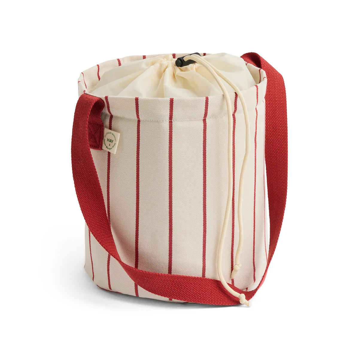 HAY - Outdoor Market Flaschentasche M, beige mit roten Streifen
