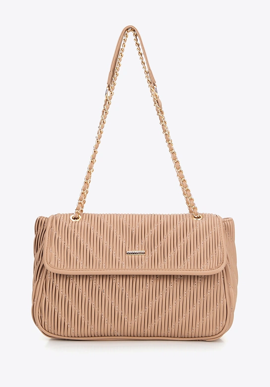 Crossbody z ekoskóry na łańcuszku beżowa