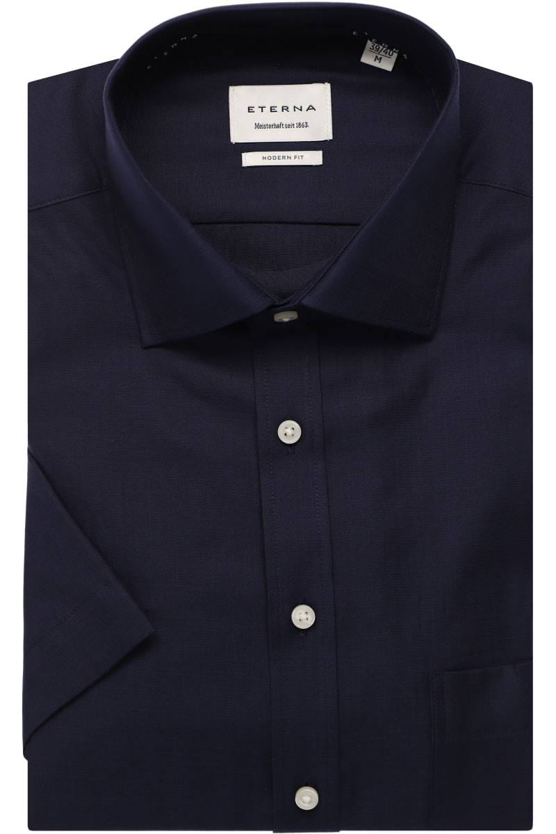ETERNA Modern Fit Tencel Hemd marine, Einfarbig