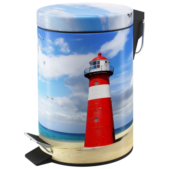Kosmetikeimer »Leuchtturm«, 3,0L, Blau, Rund