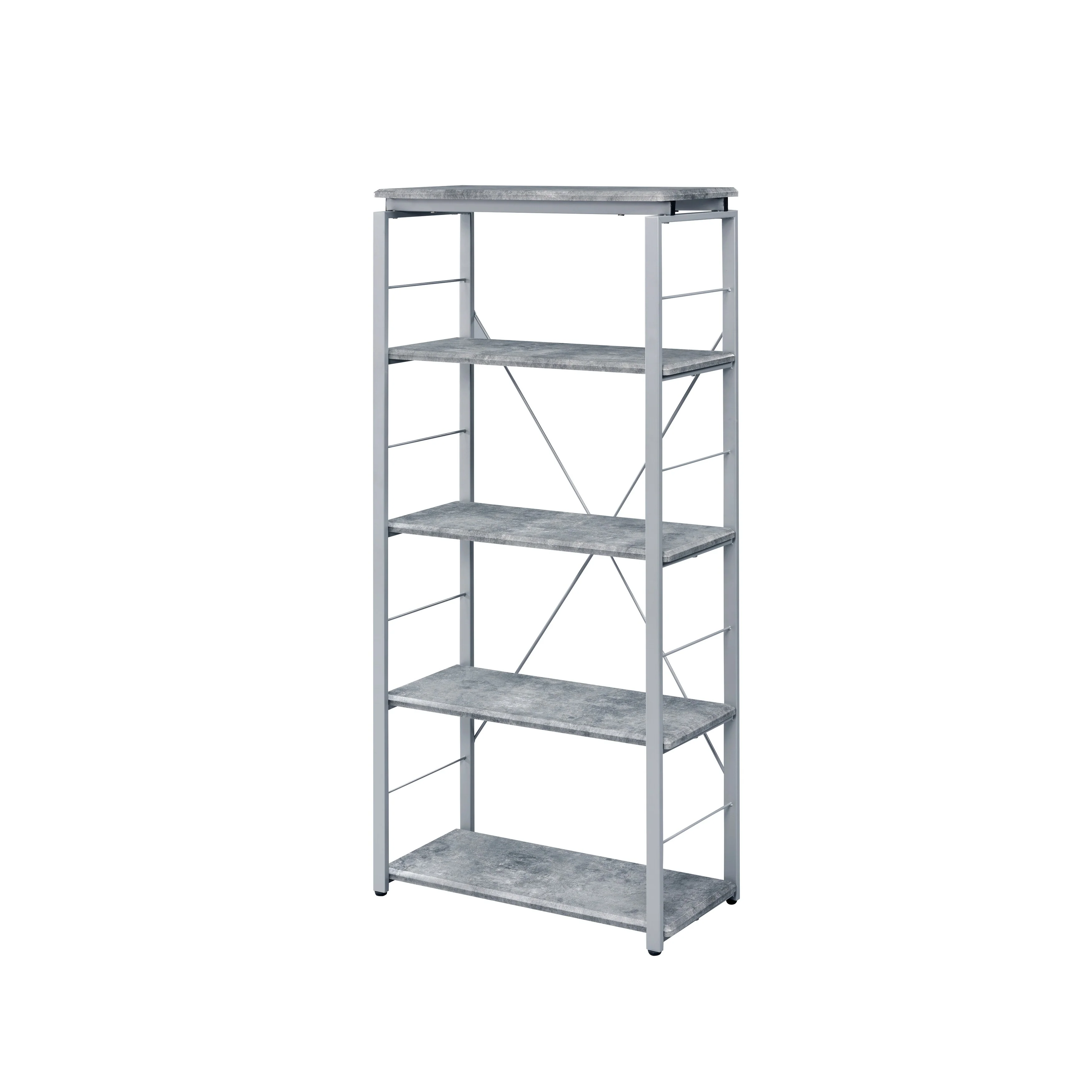 Jurgen Faux Concrete & Silver Finish Bookshelf
