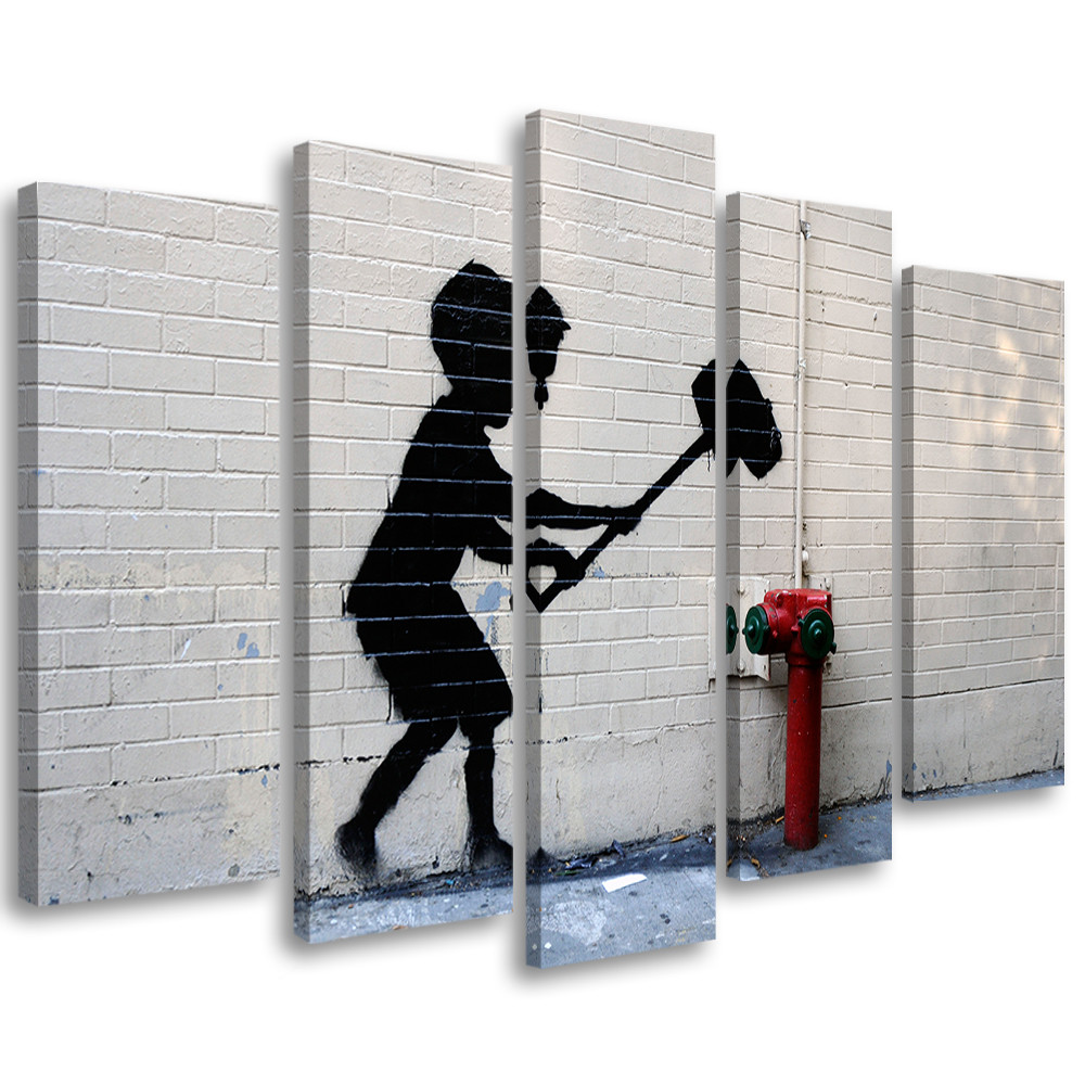 Feeby Obraz 5cz na płótnie Banksy Chłopiec Młot Street