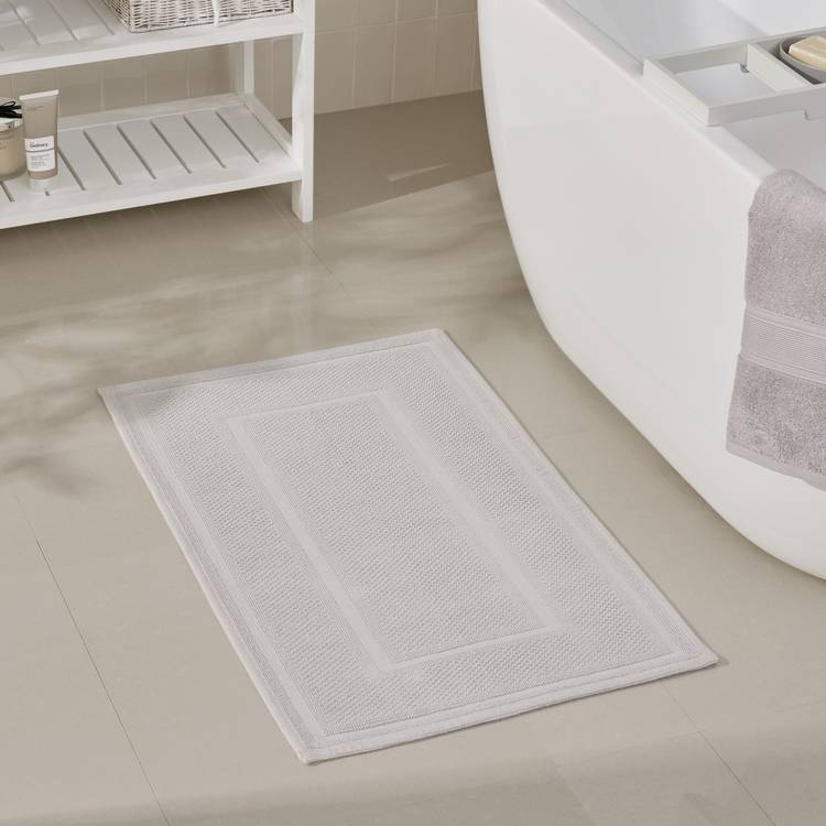 Habitat Cotton Textured Bath Mat - Dove Grey