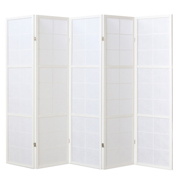 Paravent japonais Shoji en bois blanc de 5 pans
