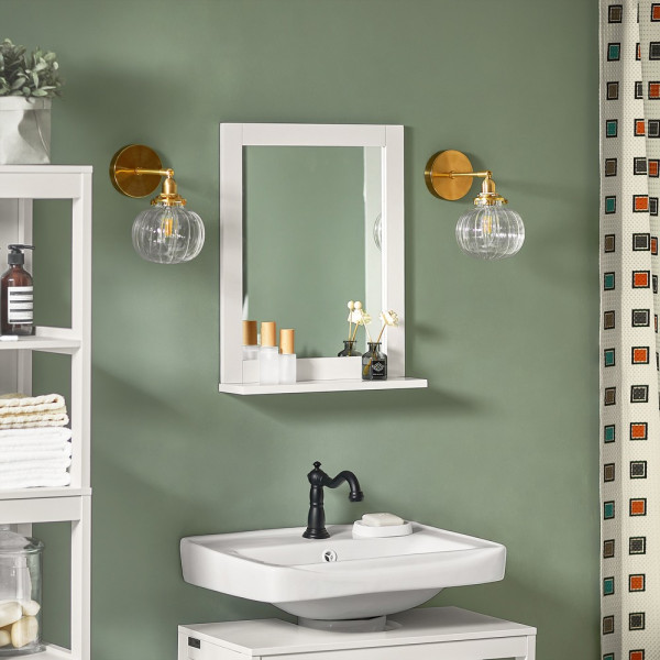 SoBuy Lustro ścienne z półką Biały 40x10x49.2cm Klasyczny FRG129-W
