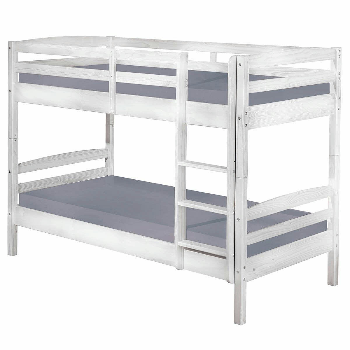 ALASKA - Lits  superposés 90x190cm + sommiers bois massif vernis blanc