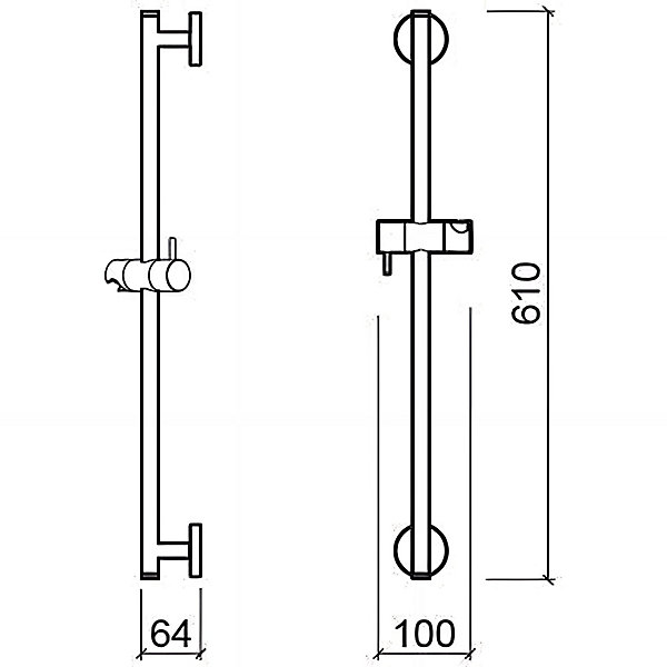 Barre de douche murale avec support de douche standard réglable en hauteur SANINDUSA Duo 60 chromée