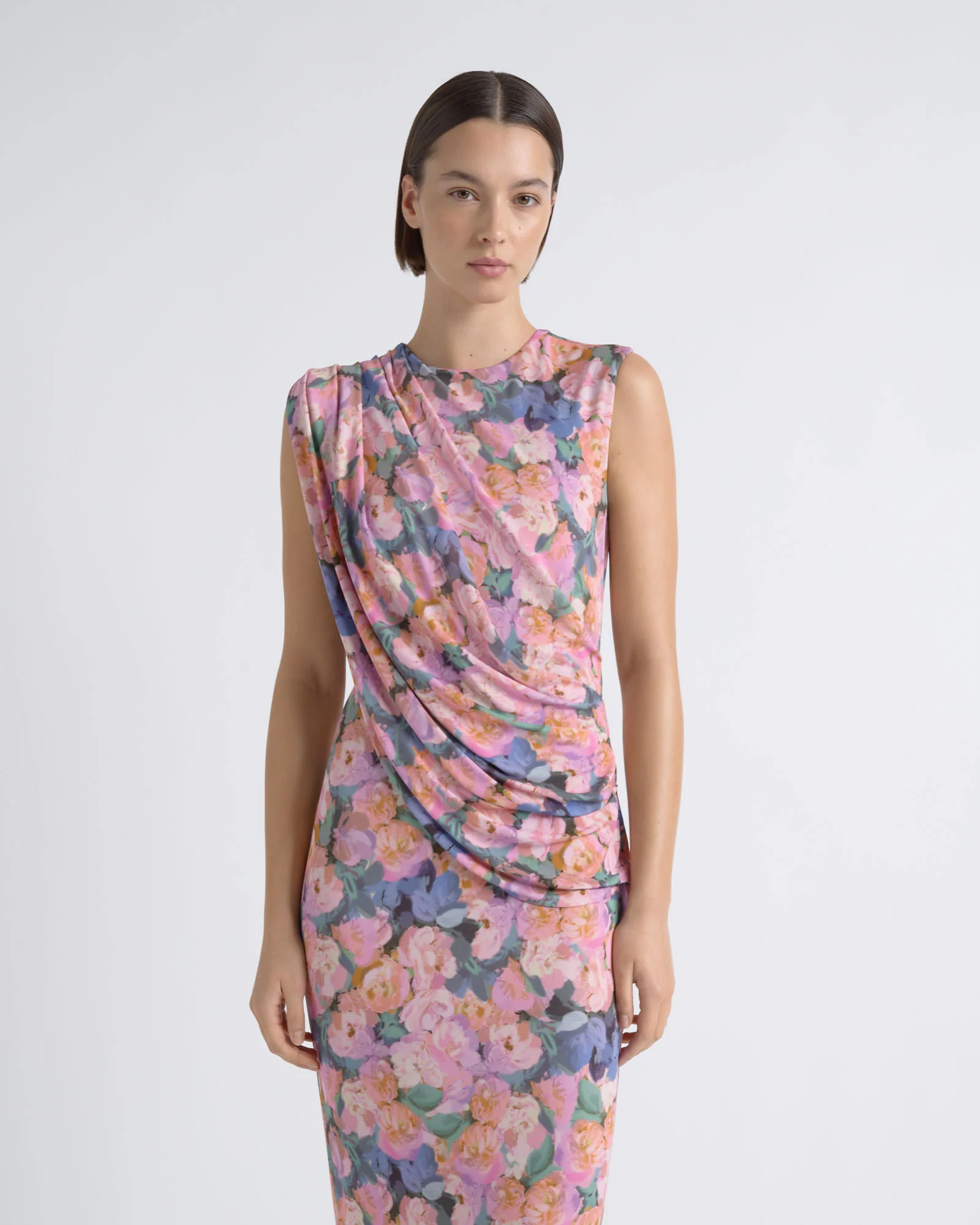 Print Cape Drape Dress