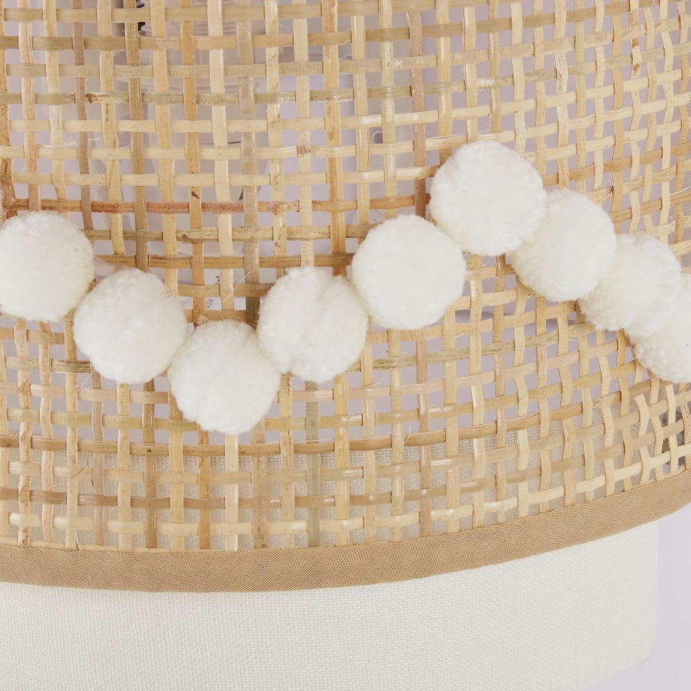 LOUNA - Applique en rotin beige et blanc crème