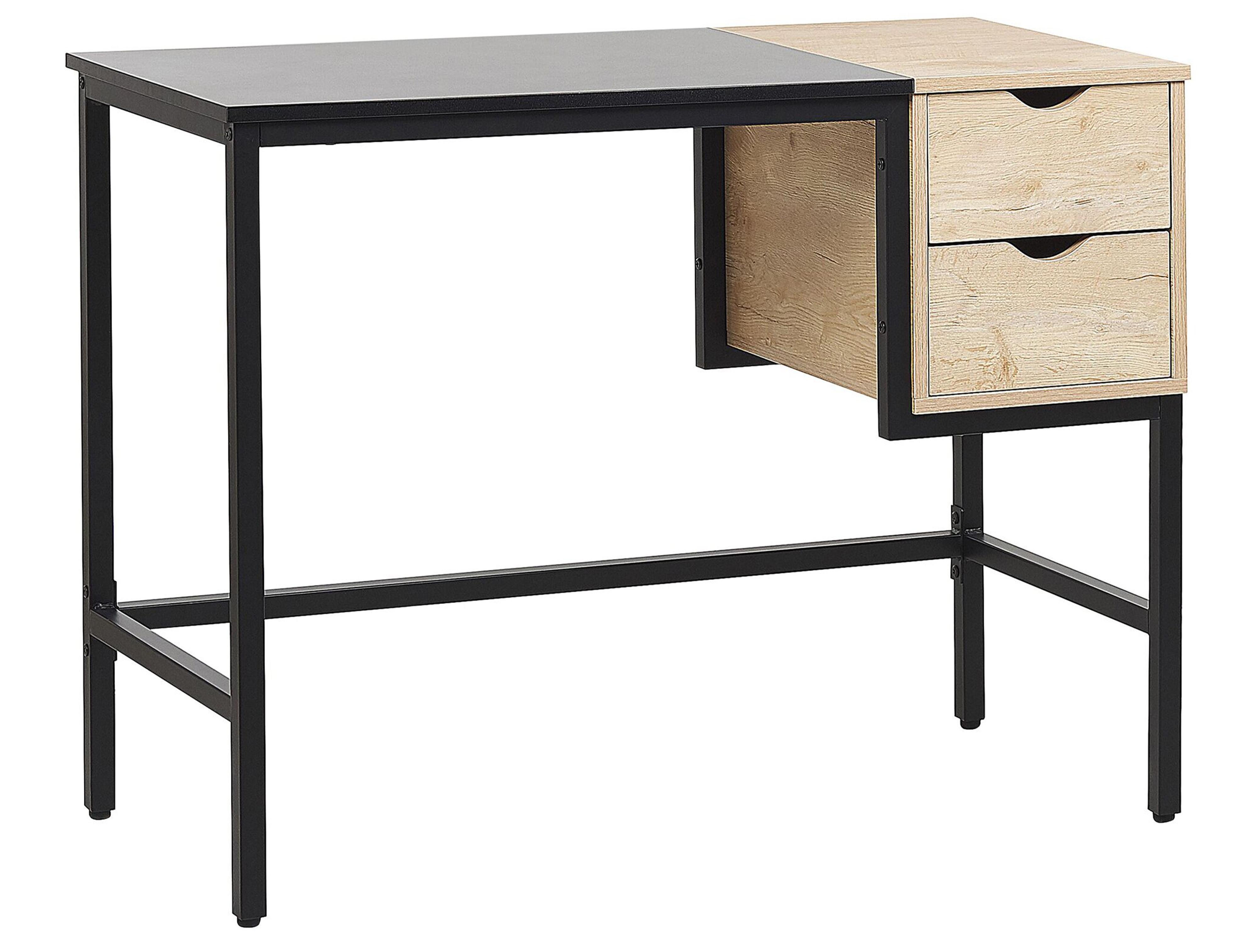 Home Office Desk HARPER Black 100 cm 48 cm with Drawers